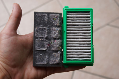 filtre hepa et mousse du robot aspirateur rowenta