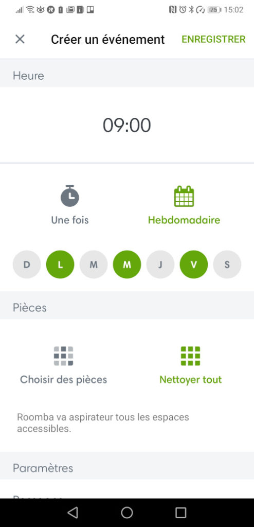 programmation roomba i7+