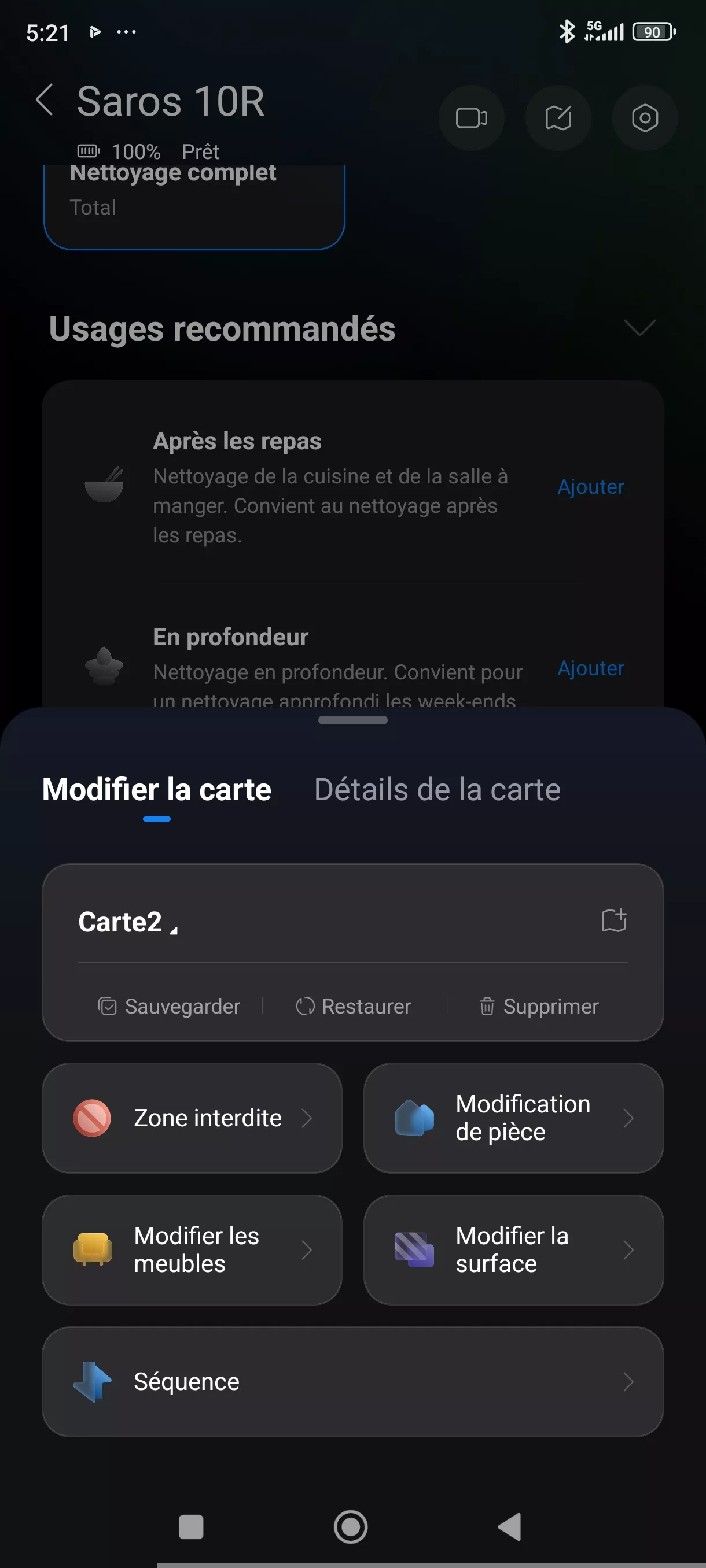 Application Roborock modifier la carte